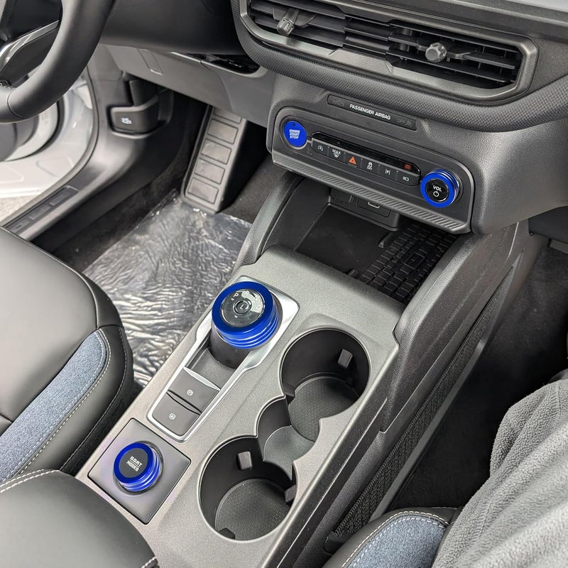 BORUIEN for 2025 Ford Bronco Sport (NOT FIT Bronco) Accessories Interior Center Consoles AC Headlight Volume 4WD Wheel Drive Gear Shift Switch Knob Cover Aluminum Alloy 5Pcs (Blue, 2025+ Bronco Sport) - Image 4